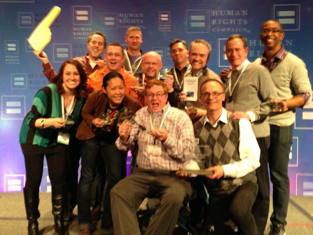 Twin Cities HRC Steering Committee with their awards, photo courtesy of the Twin Cities HRC