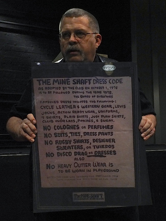 Hardy Haberman displays the vintage Old Guard dress code from The Mineshaft in New York. Photo by Steve Lenius.