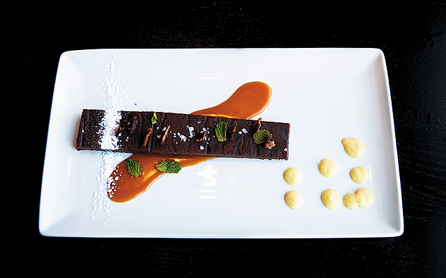 The Sweet Spot: Magic Brownie requires some alchemy with a spoon where you mix salted caramel, anglaise and bacon.