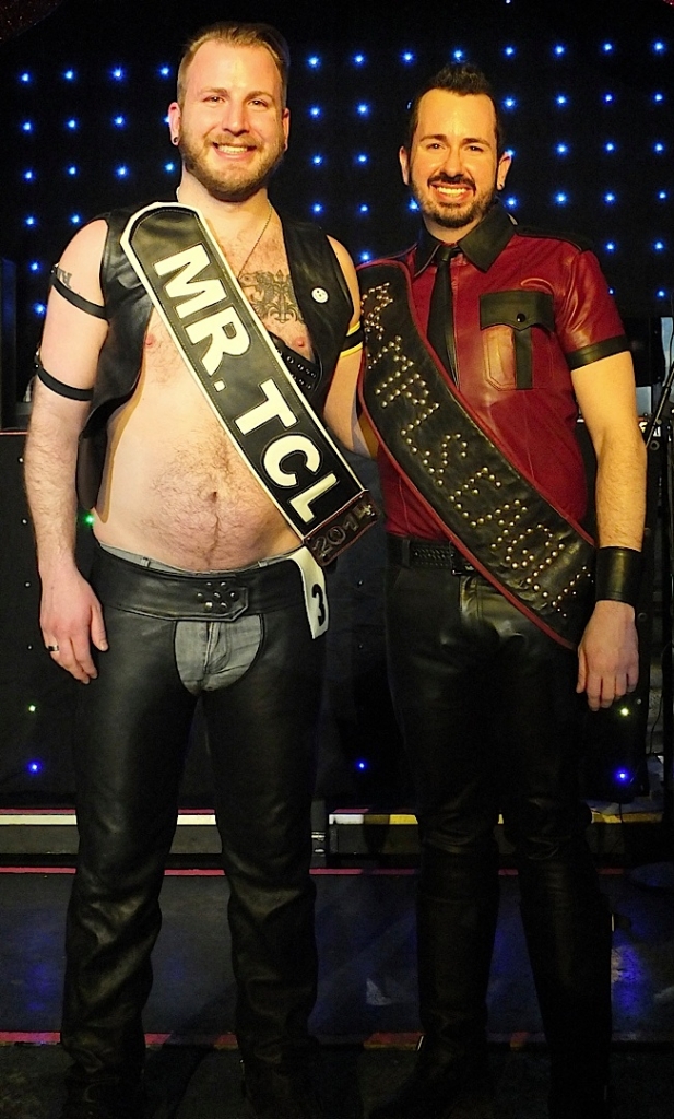 Left: Greg Menzel, Mr. Twin Cities Leather 2014. Right: Jason Little, Mr. Minneapolis Eagle 2014. Photo by Steve Lenius.
