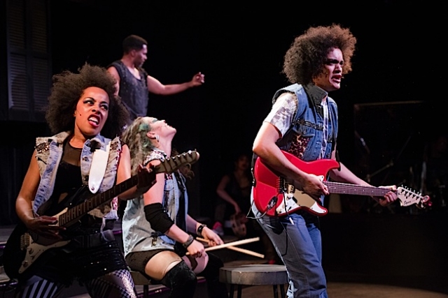 Cast members (left to right): Brittany Bradford, Meghan Kreidler, & Nathan Barlow. Photo by Rich Ryan.