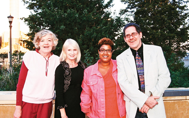 Wingspan Life Resources. (Left to right): Wingspan Life Resources Program Director, Maureen Merrill; Development Officer, Darolyn Gray; and Rainbow Support Group members Karina and Tim. Photo by Sophia Hantzes