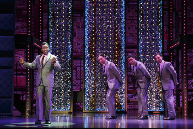 The Drifters. (l to r) Dashaun Young, Paris Nix, Josh A. Dawson and Noah J. Ricketts Photo by Joan Marcus