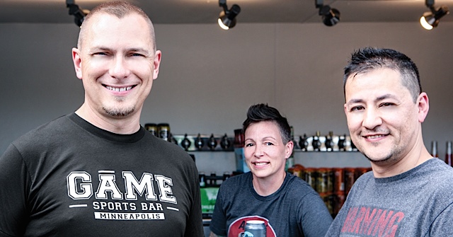 (From left) Mike LaGuire couldn't be happier to have the talents of Ralena Young and Jorge Gonzalez join the team at Game Sports Bar. (Below) Ralena Young is designing the drink menu with a focus on fresh ingredients.