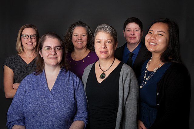 Staff (left to right, back row): Lisa Stratton, Co-Founder and Senior Counsel; Megan Peterson, Executive Director; Kristin Johnson, Litigation Assistant/Intake and Communications Coordinator; (left to right, front row) Christy Hall, Staff Attorney; Jill Gaulding, Co-Founder and Senior Counsel; Gaonou Vang, New Sector Alliance Fellow. Photo by Hubert Bonnet