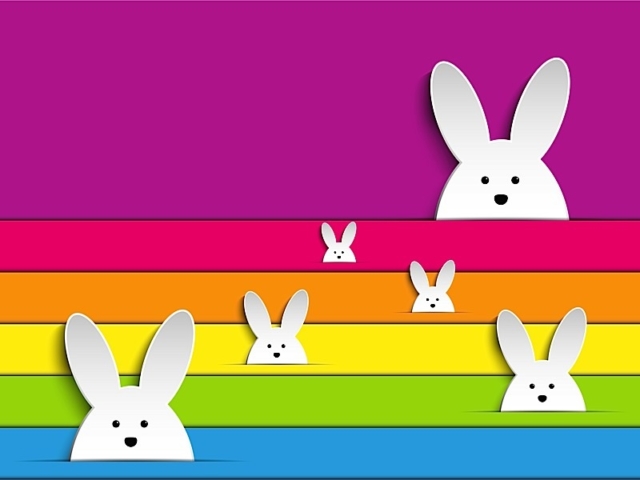 Happy Easter Rabbit Bunny On Rainbow Background Photo courtesy of BigStock/gubh83