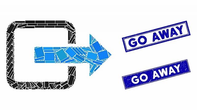 Mosaic Exit Door Pictogram And Rectangle Go Away Seal Stamps. Flat Vector Exit Door Mosaic Pictogram Photo courtesy of BigStock/Aha-Soft