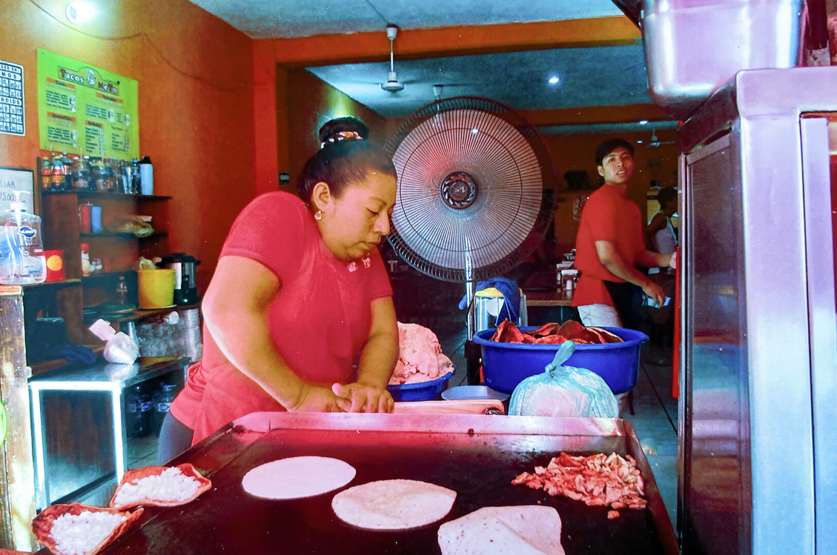 Taco maker on the Taco Tour in Puerto Vallarta.