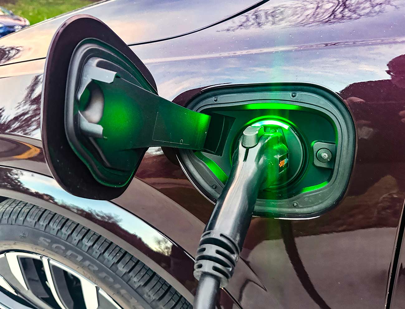 Electric charging port on the Volvo XC90.