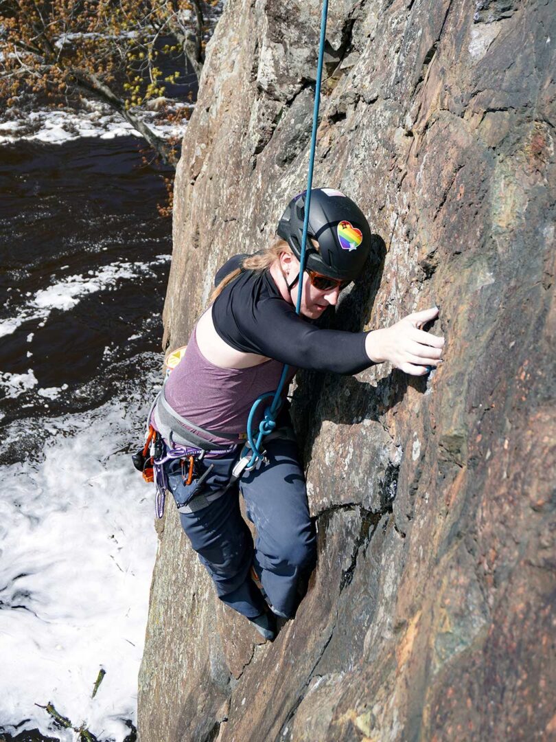 Madi climbing rock at Interstate State Park.