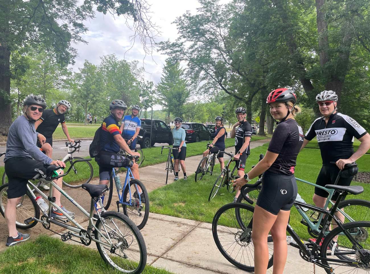 Group of bikers at an event.