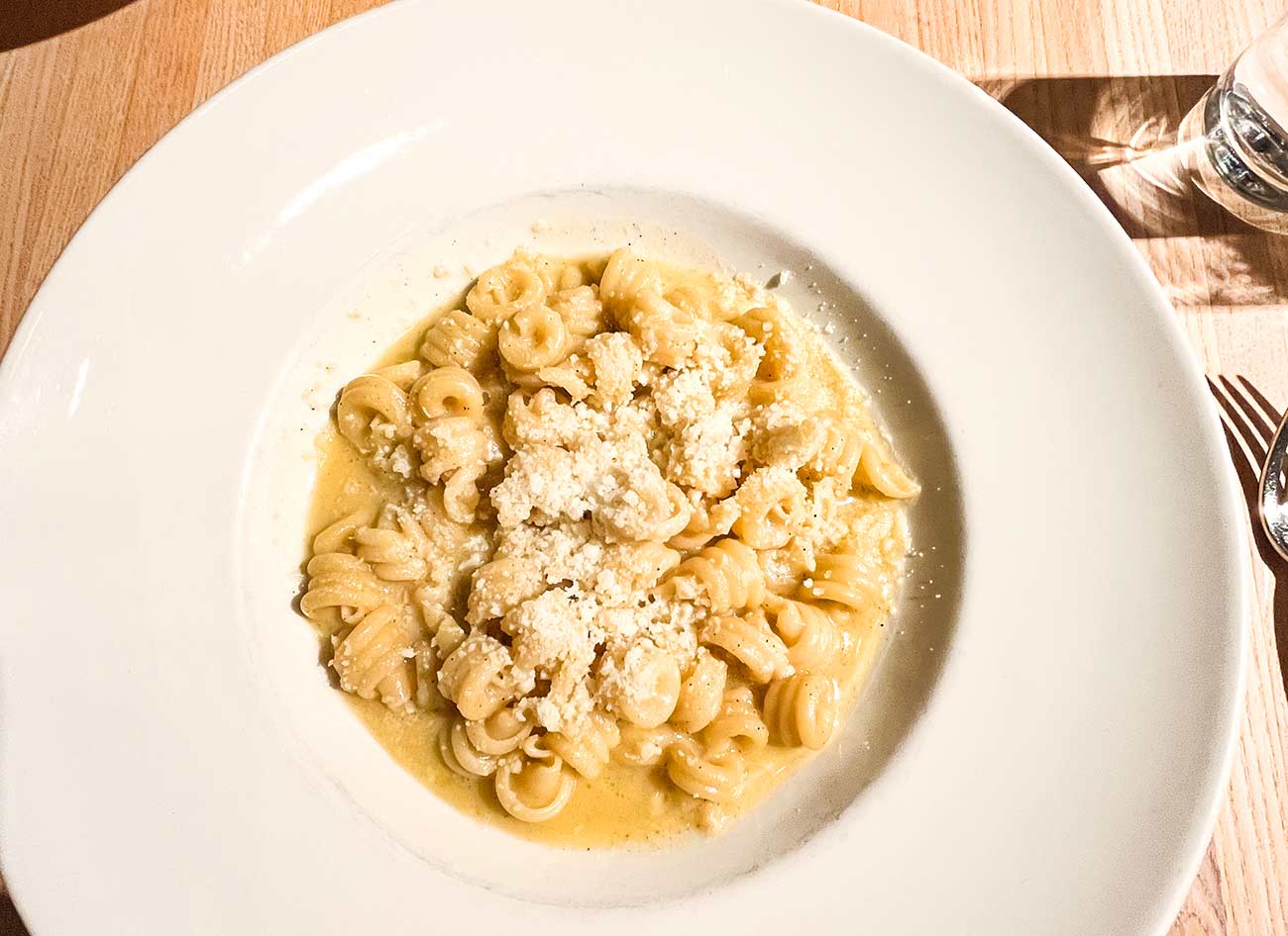 A bowl of Trottole pasta. 