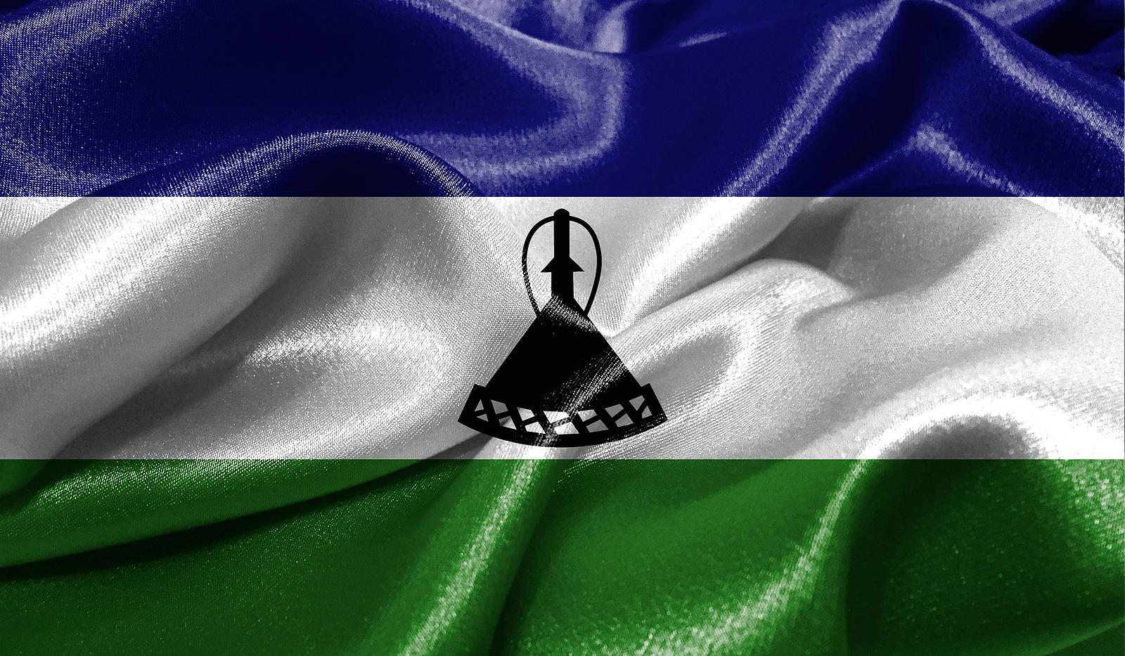 The flag of the African nation of Lesotho.