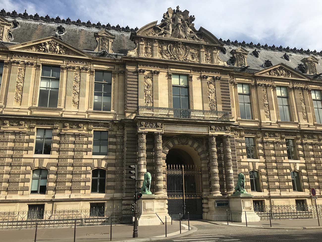 Exterior of royal palace Palais du Louvre in Paris France.