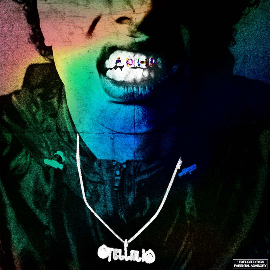 CD cover art closeup of a guy showing jewels in his teeth.
