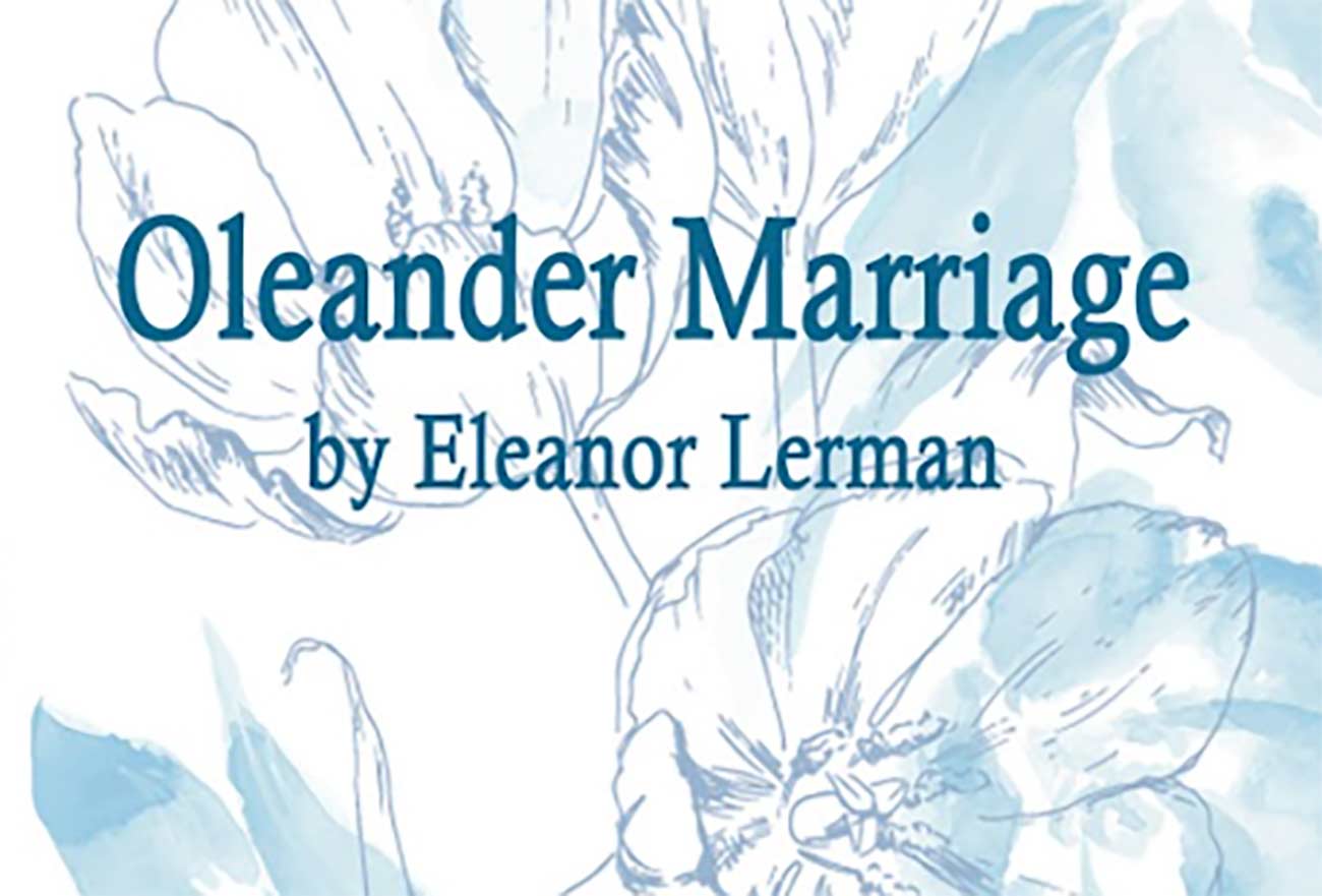 Oleander Marriage cropped book cover with pastel watercolored flowers.