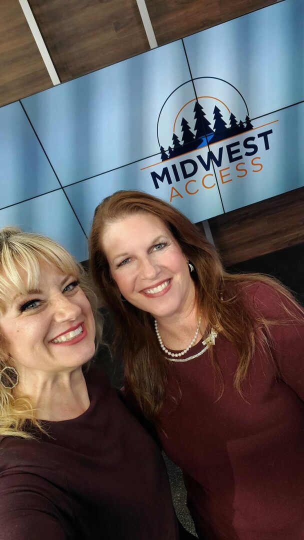 TV host Jessie Alison with author Leslie Vick after a segment on Midwest Access.