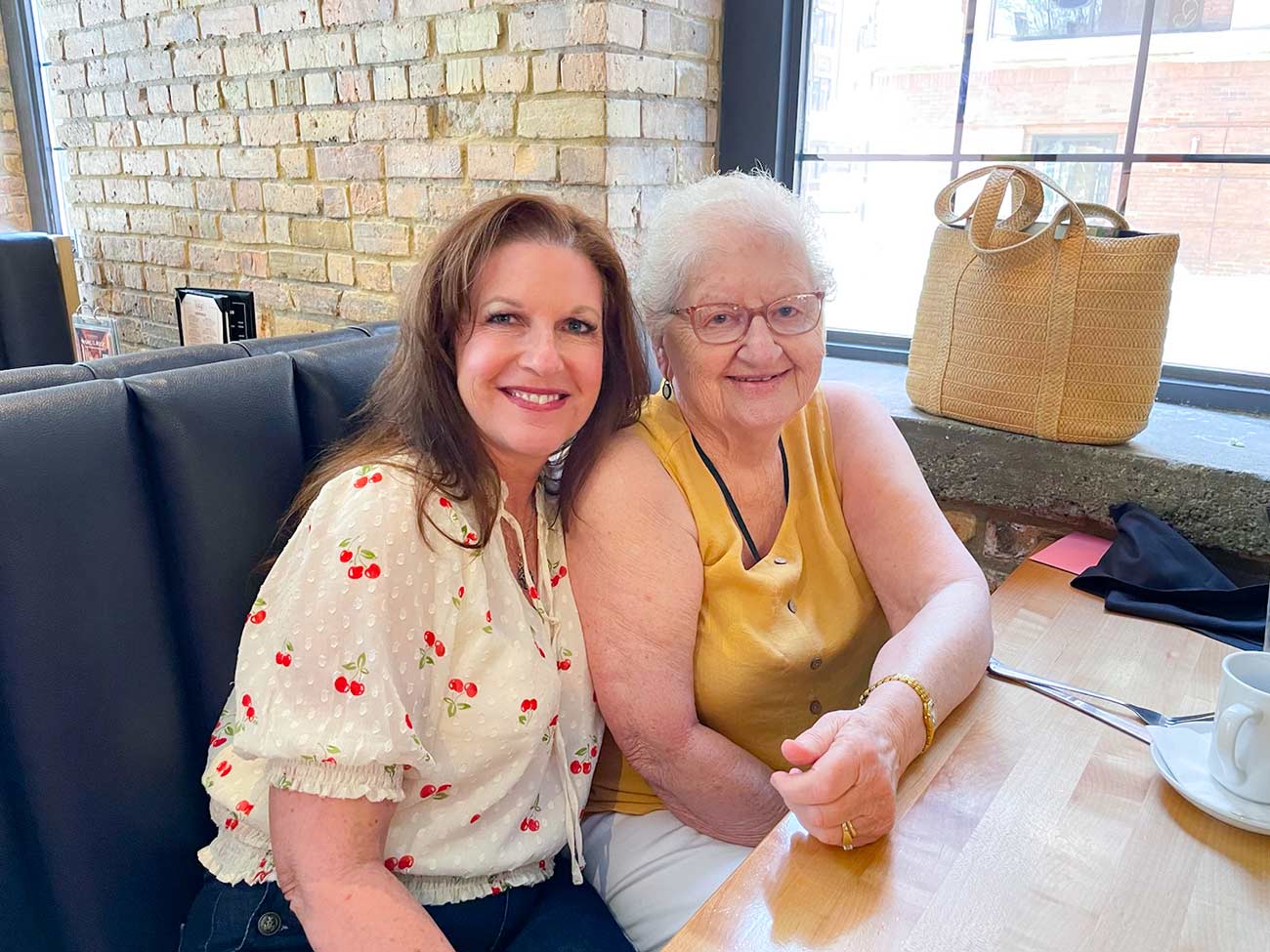 Leslie with her mother on Mother's Day at lunch.