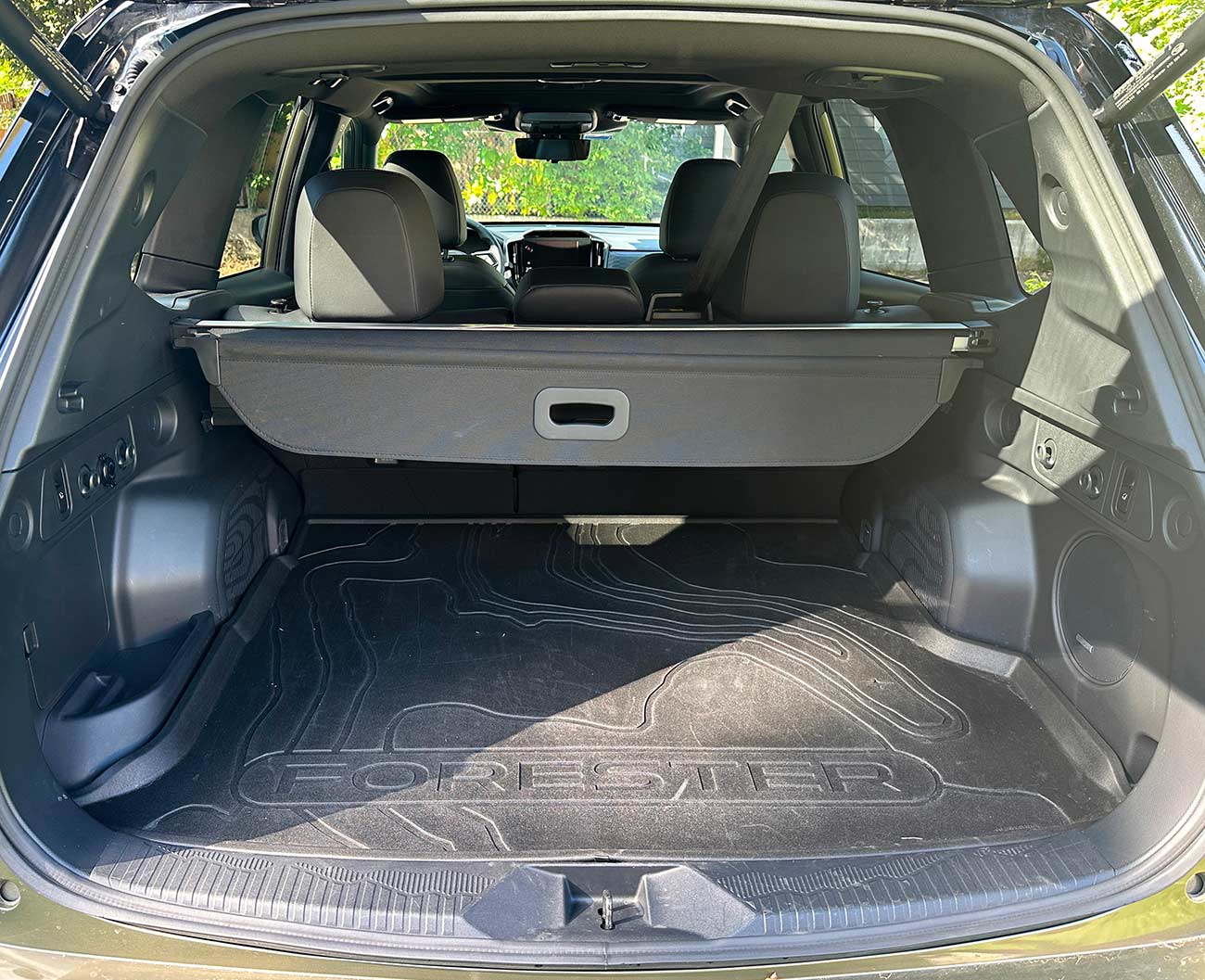 Trunk cargo space of the 2025 Subaru Firester Touring Hybrid.