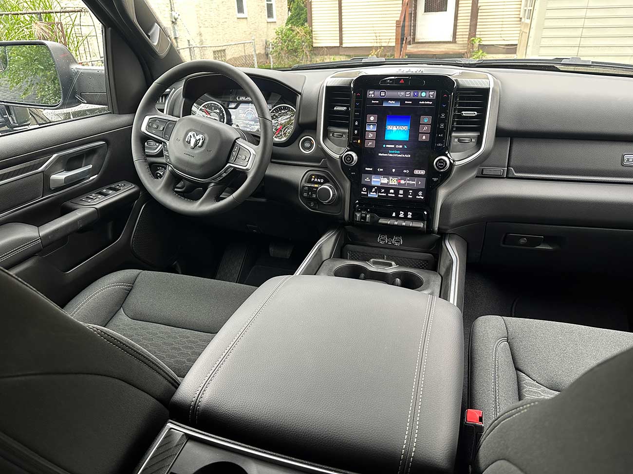 LED dash console and steering wheel in the RAM 1500.