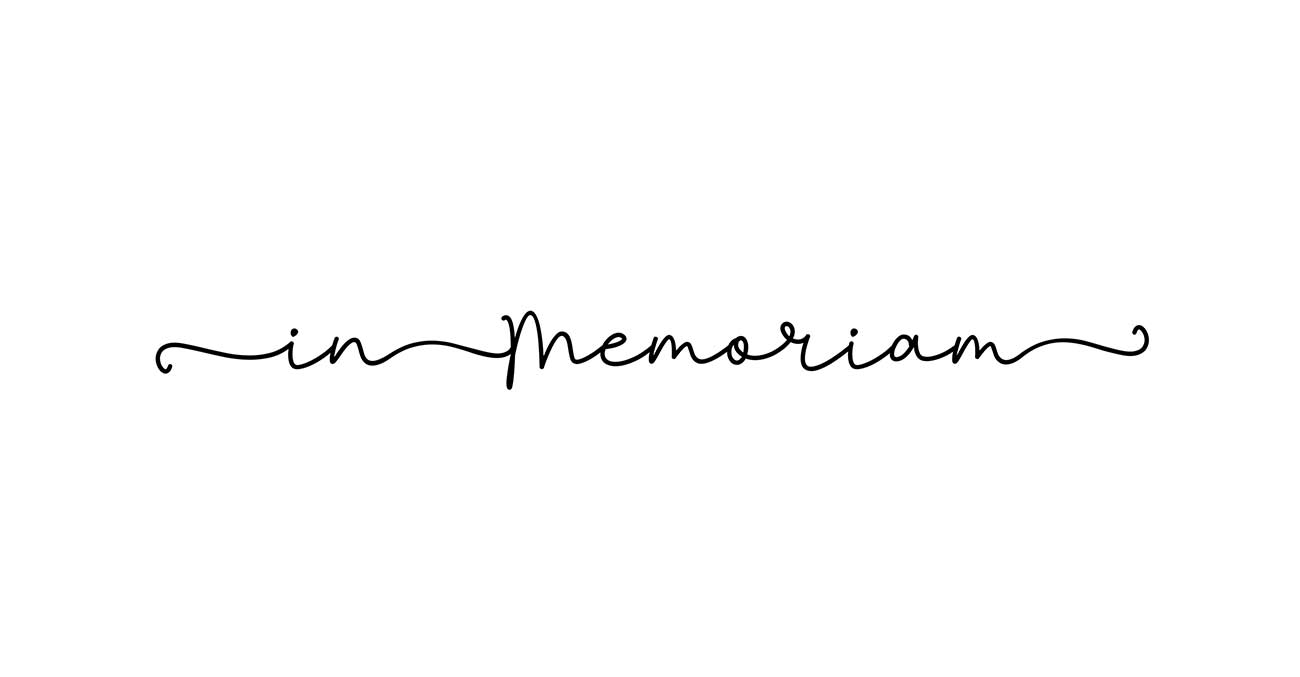 In memoriam text on a black background.