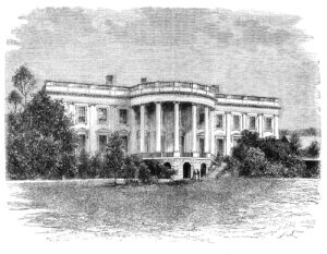 A sketch of the White House illustrated on paper.