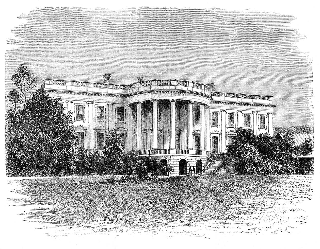White House illustration originally published in Ernst von Hesse-Wartegg's "Nord Amerika" Swedish Edition.