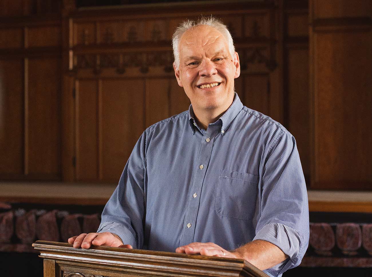 Headshot of Rev. Doug Donley in the University Baptist Church.