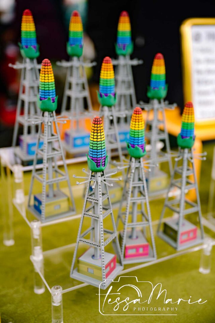 Miniture Corn Water Towers that are sold at Rochester Pride.