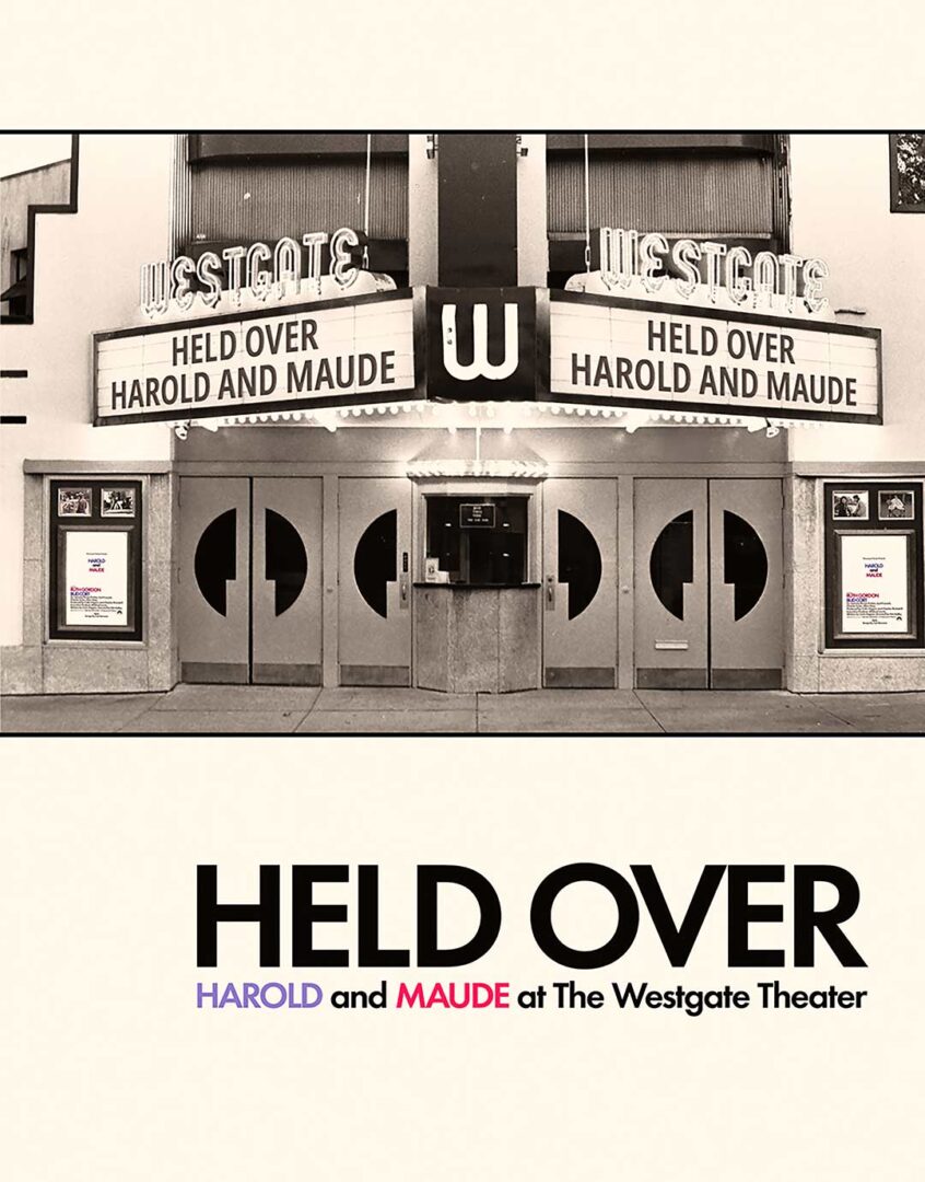 Cover artwork of Held Over, featuring a movie theater of the 50's, designed by Author Elevator.