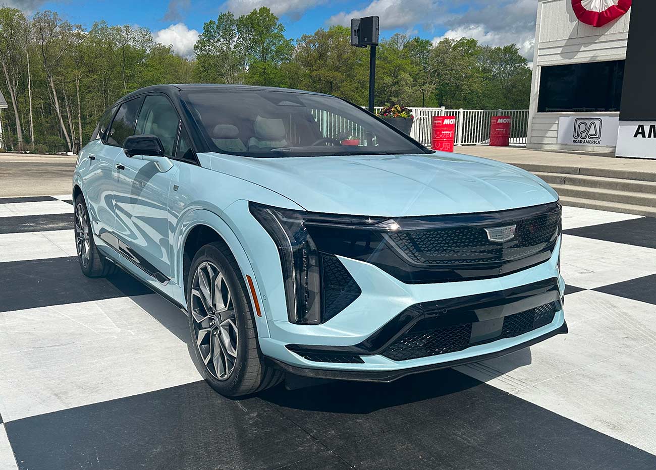 Front exterior view of the 2026 Cadillac Optiq-V.